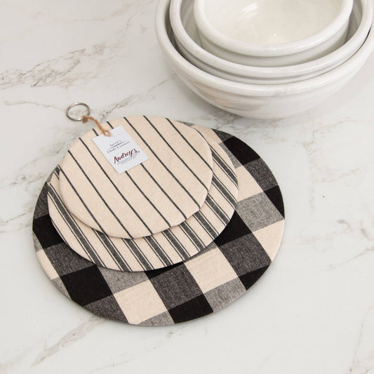 Black And Tan Cloth Bowl Covers | SET OF 3