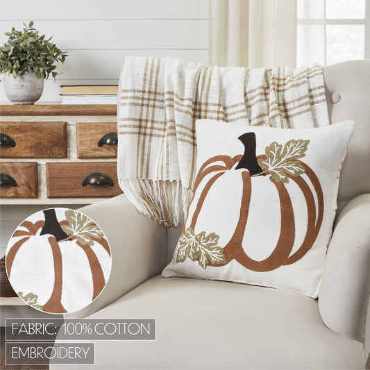 Wheat Plaid Pumpkin Pillow