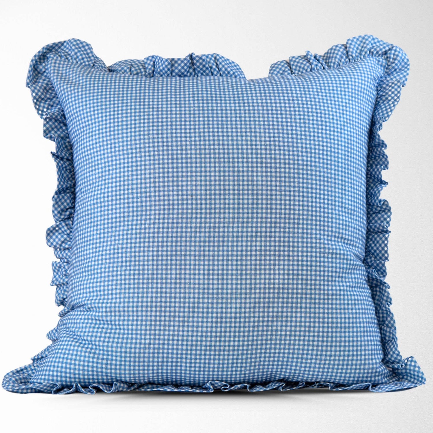 Savannah Micro Gingham Pillow Cover in Blue