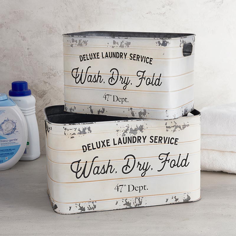 farmhouse metal organizer bins