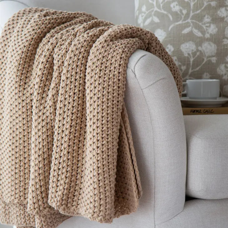 Chunky knit beige discount throw