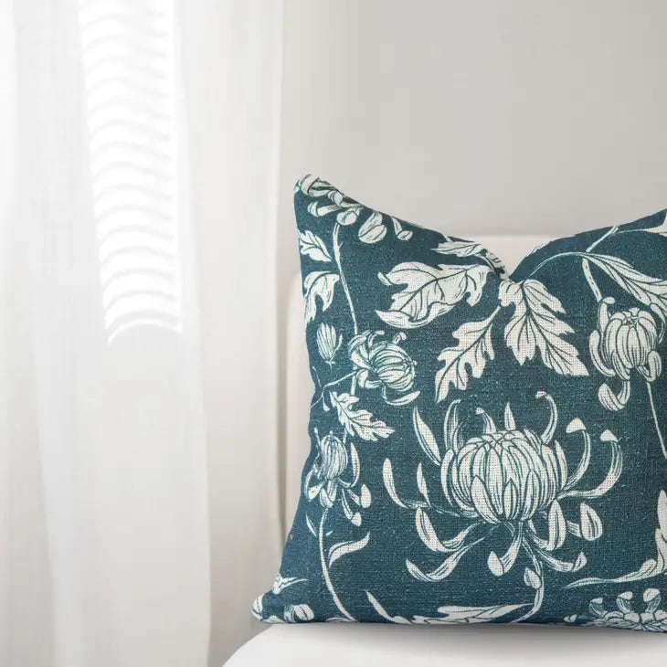 Everly Vintage Peony Block Print Floral Pillow Cover