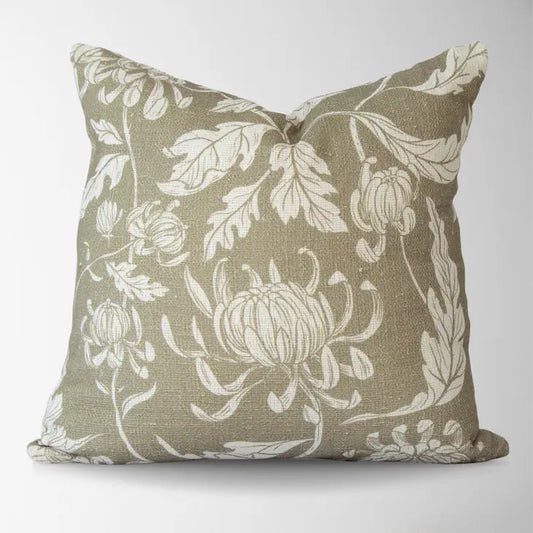 Everly Vintage Peony Block Print Floral Pillow Cover