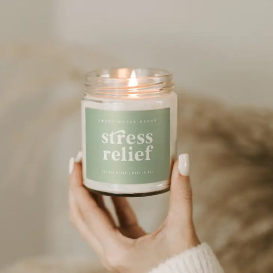 Stress Relief Soy Candle | Clear Jar | Sage Green