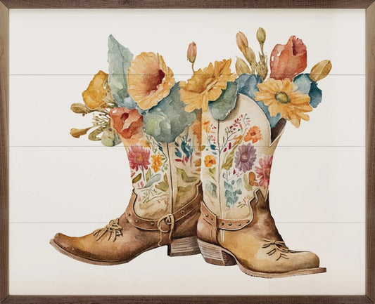 Wildflower Boots on Shiplap