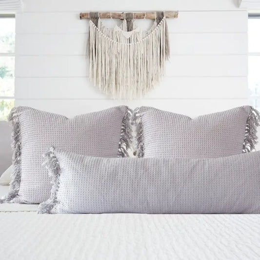 Wren Waffle Weave Pillow Cover - Grey