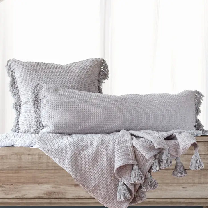 Wren Waffle Weave Pillow Cover - Grey