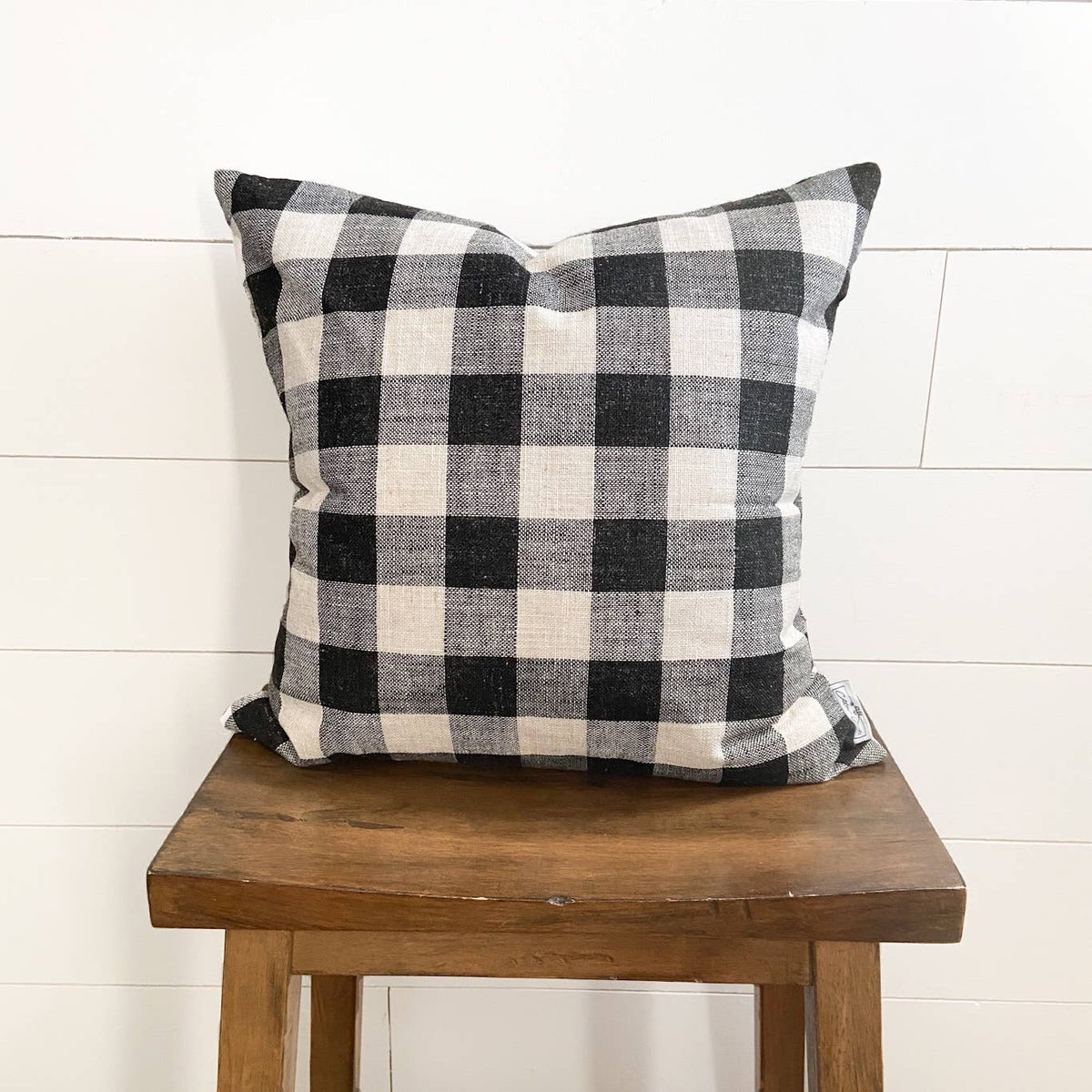 Black and White Woven Buffalo Pillow Cover