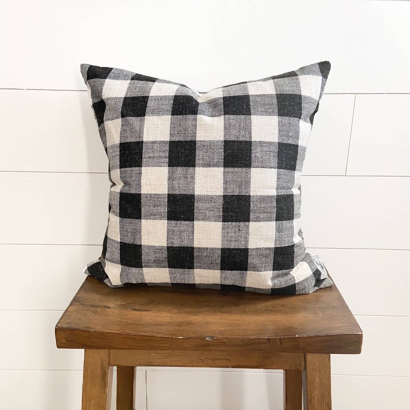 Black and White Woven Buffalo Pillow