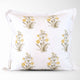 Lucy Hand Painted Block Print Floral Pillow Cover in Gold