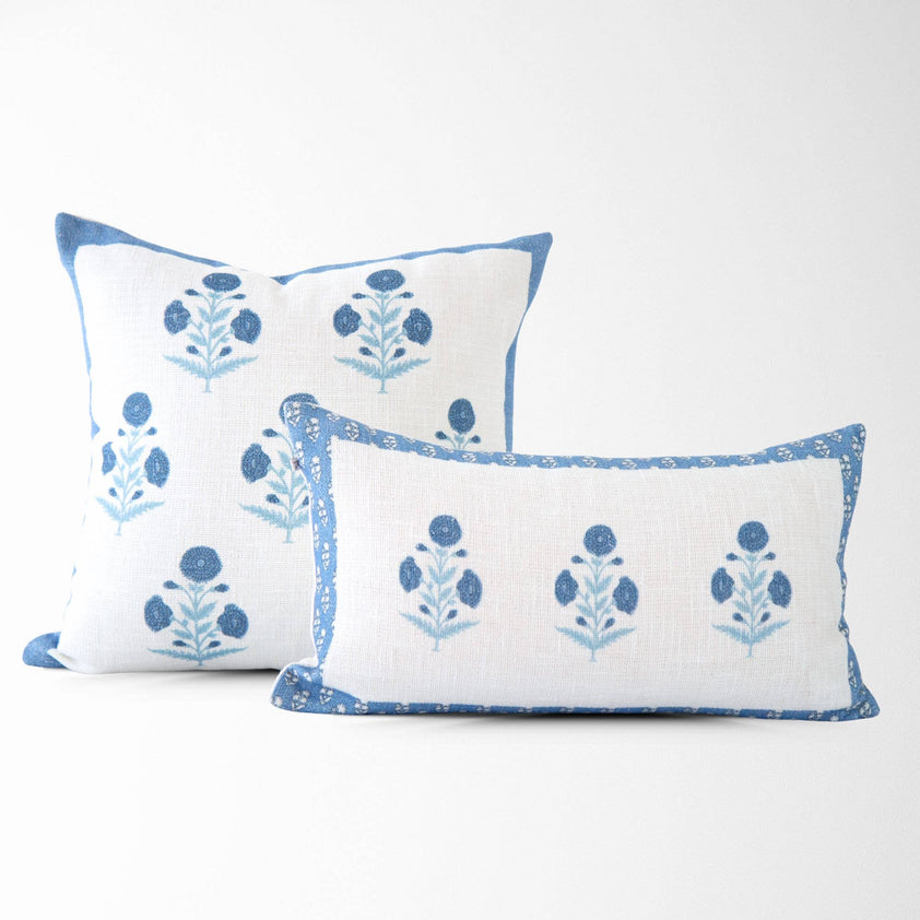 Seraphina Mughal Flower Pillow Cover in Blue | Southern Homestead ...