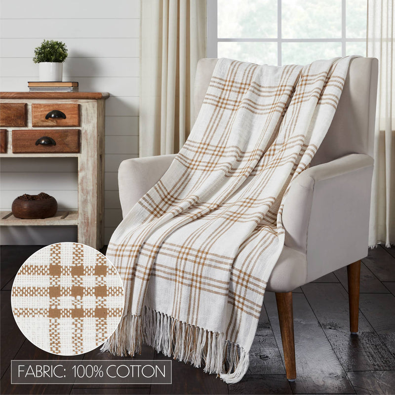 Wheat Plaid Woven Throw