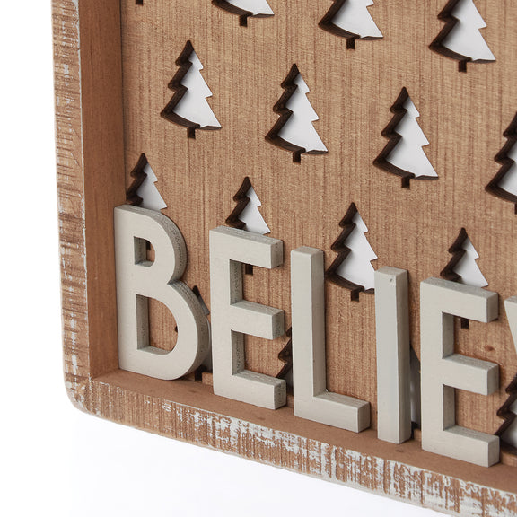 Believe box sign, Believe sign, cut-out Christmas trees, Christmas tree, Christmas trees, bohemian Christmas, sign with beads, rustic sign, rustic Christmas sign, Christmas tree cut-out, 3D sign, 3D Christmas Sign, primitives by kathy