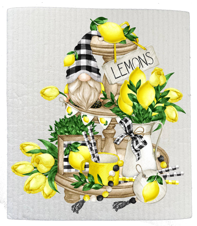 Gnome and Lemons Swedish Dish Cloth