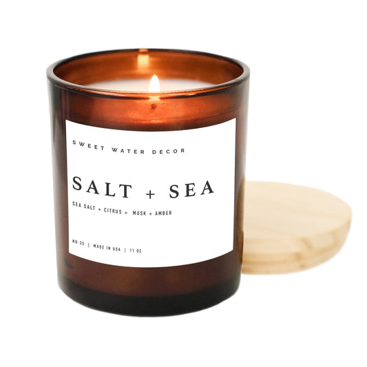 Salt and Sea Soy Candle | Amber Glass