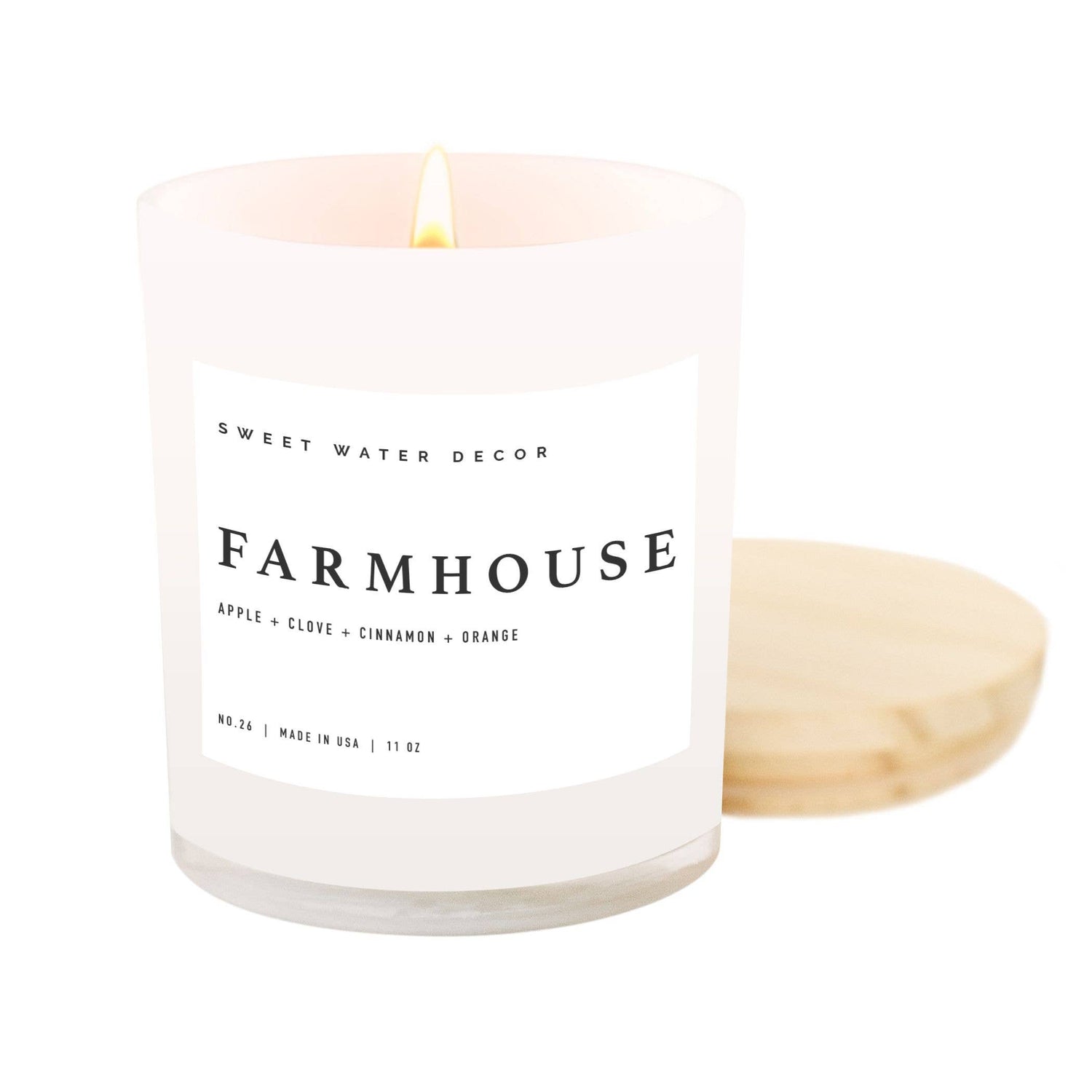 Farmhouse Soy Candle | White Jar Candle + Wood Lid