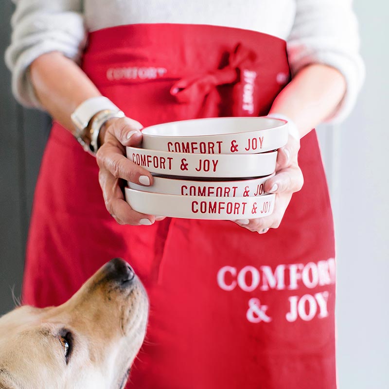 waist apron, red waist apron, linen apron, linen waist apron, comfort and joy apron, comfort and joy, red apron, red linen apron, red, linen, red linen, apron, Christmas Apron, Christmas waist apron