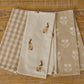 Rabbit Tea Towels - Tan