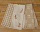 Rabbit Tea Towels - Tan