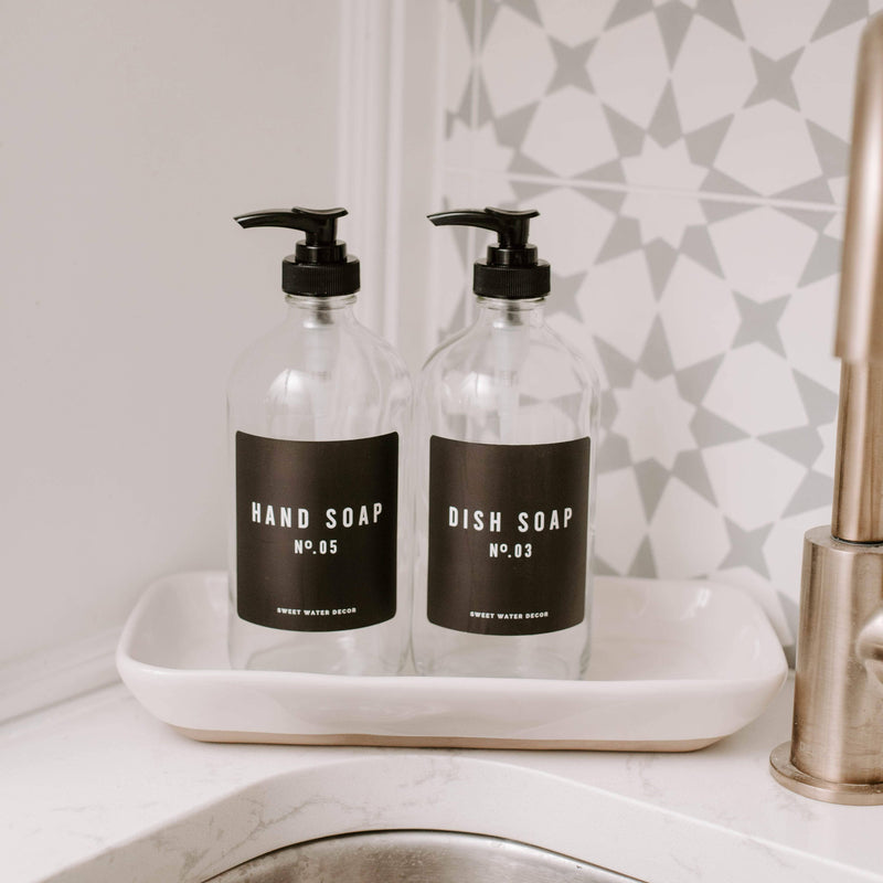 Clear Glass, Soap, Dispenser, Soap Dispenser, Black Label, Dish Soap