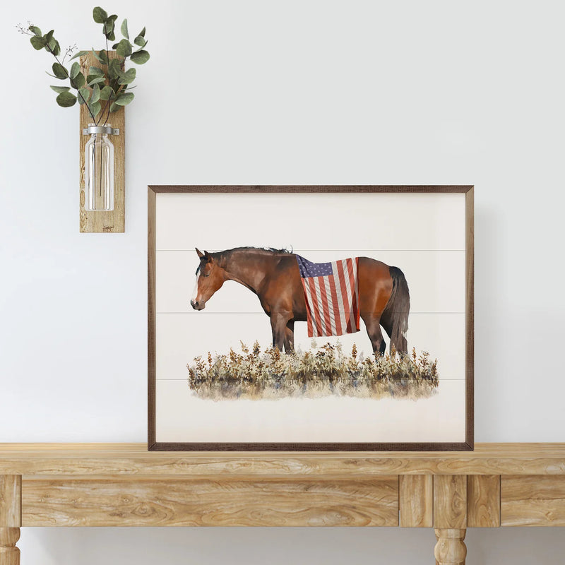 Horse With American Flag