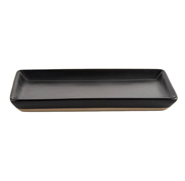 Matte Black Stoneware Tray