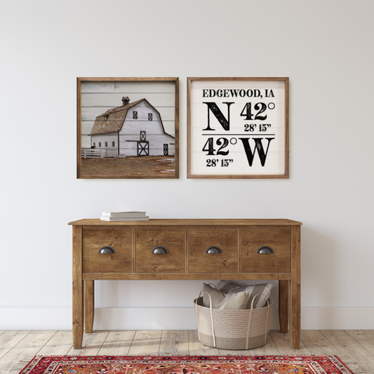 Personalized Rustic City State Coordinates