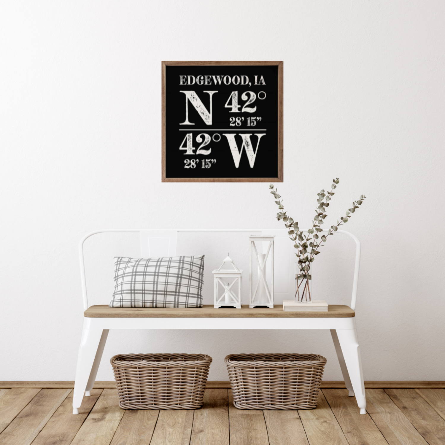 Personalized Rustic City State Coordinates